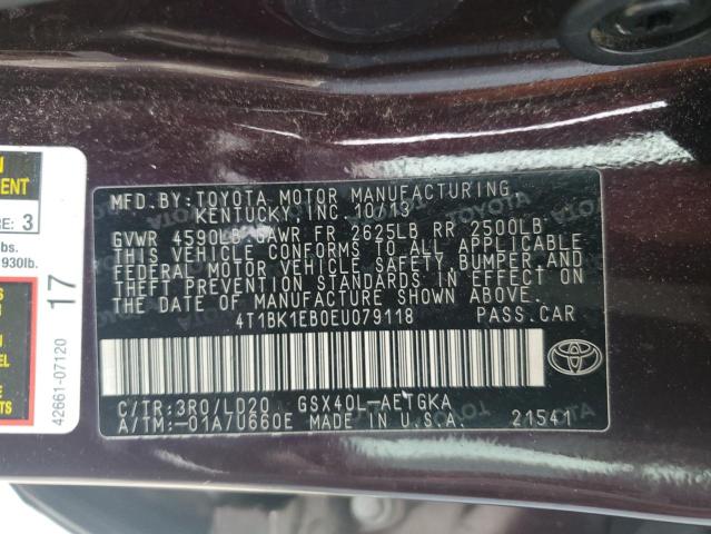 Photo 12 VIN: 4T1BK1EB0EU079118 - TOYOTA AVALON BAS 