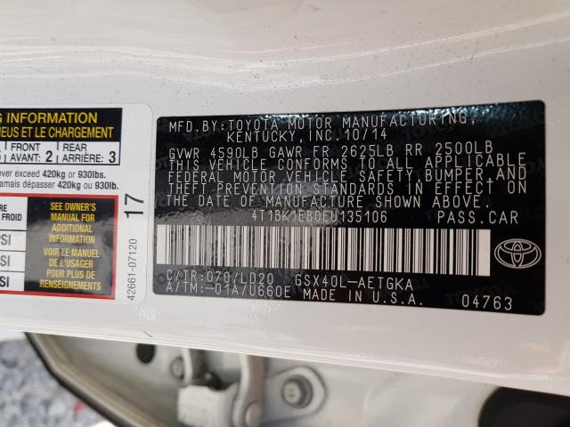 Photo 9 VIN: 4T1BK1EB0EU135106 - TOYOTA AVALON BAS 