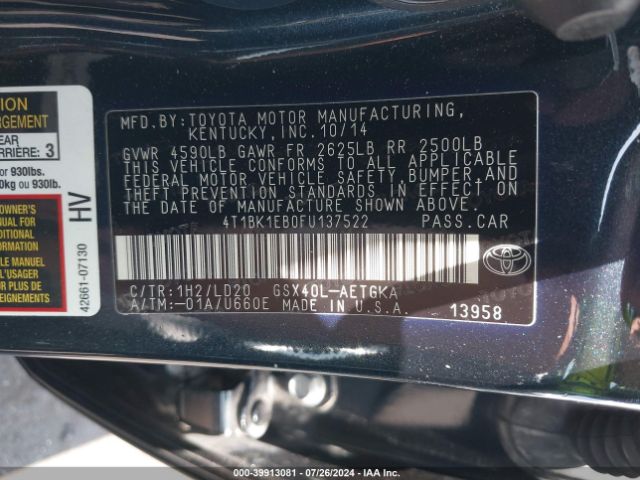 Photo 8 VIN: 4T1BK1EB0FU137522 - TOYOTA AVALON 