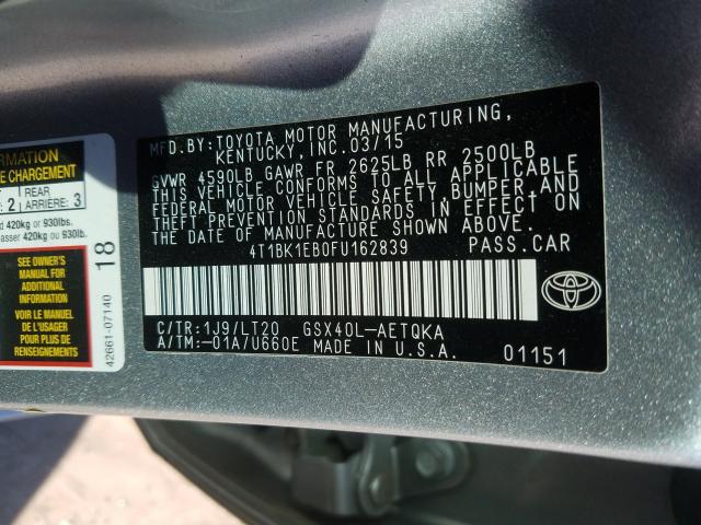 Photo 9 VIN: 4T1BK1EB0FU162839 - TOYOTA AVALON XLE 