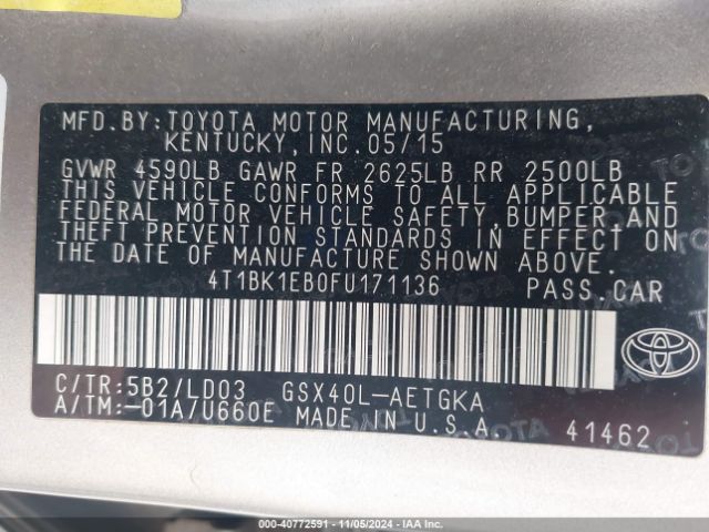 Photo 8 VIN: 4T1BK1EB0FU171136 - TOYOTA AVALON 