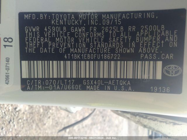 Photo 8 VIN: 4T1BK1EB0FU186722 - TOYOTA AVALON 