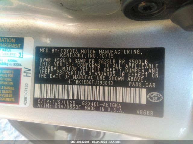 Photo 8 VIN: 4T1BK1EB0FU193010 - TOYOTA AVALON 