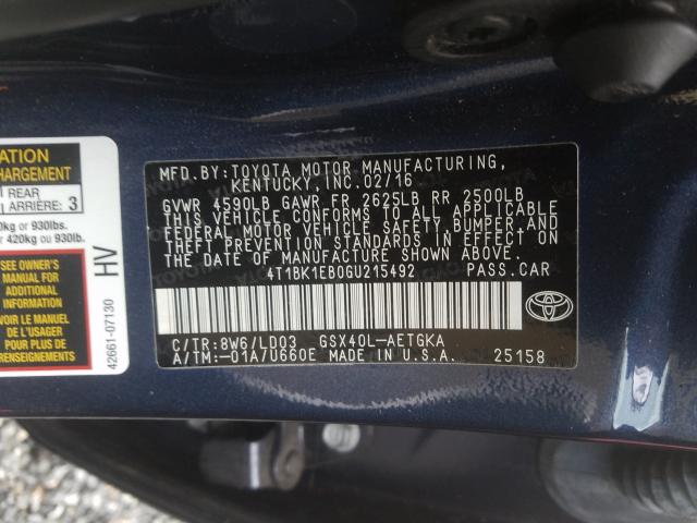 Photo 9 VIN: 4T1BK1EB0GU215492 - TOYOTA AVALON XLE 