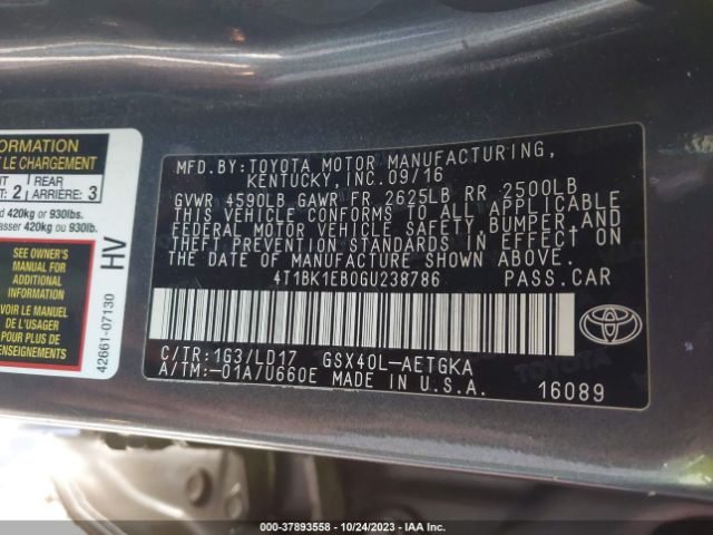 Photo 8 VIN: 4T1BK1EB0GU238786 - TOYOTA AVALON 