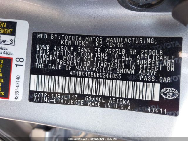 Photo 8 VIN: 4T1BK1EB0HU244055 - TOYOTA AVALON 