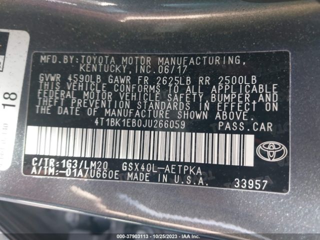 Photo 8 VIN: 4T1BK1EB0JU266059 - TOYOTA AVALON 