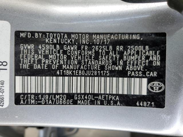 Photo 11 VIN: 4T1BK1EB0JU281175 - TOYOTA AVALON 