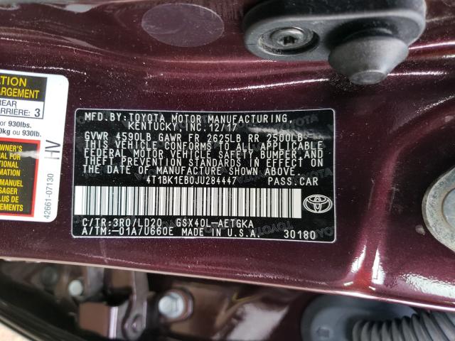 Photo 9 VIN: 4T1BK1EB0JU284447 - TOYOTA AVALON XLE 