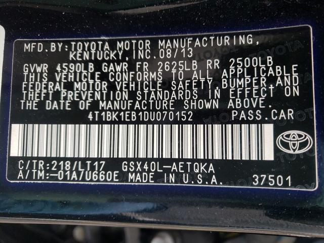 Photo 9 VIN: 4T1BK1EB1DU070152 - TOYOTA AVALON BAS 