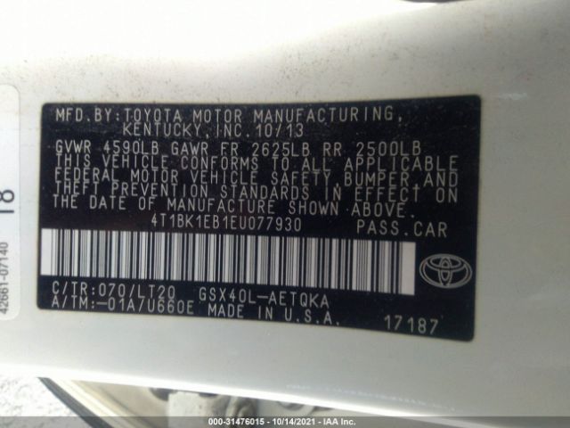 Photo 8 VIN: 4T1BK1EB1EU077930 - TOYOTA AVALON 