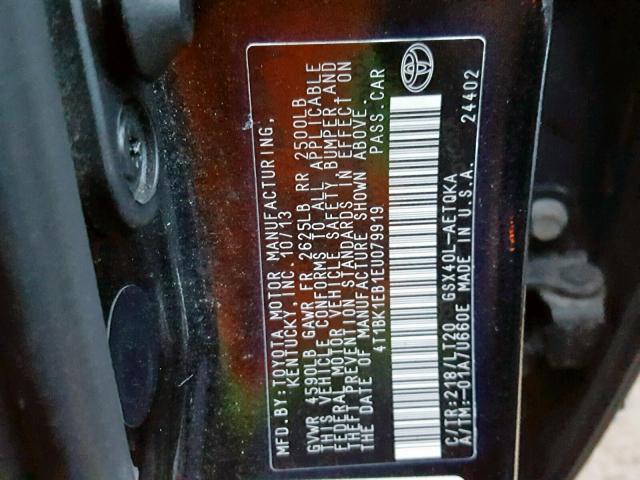 Photo 9 VIN: 4T1BK1EB1EU079919 - TOYOTA AVALON BAS 