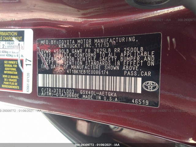 Photo 8 VIN: 4T1BK1EB1EU086174 - TOYOTA AVALON 