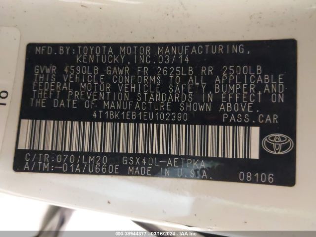 Photo 8 VIN: 4T1BK1EB1EU102390 - TOYOTA AVALON 