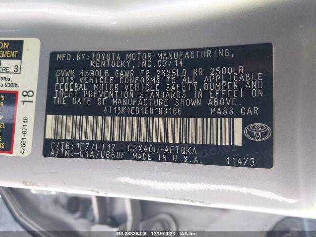 Photo 8 VIN: 4T1BK1EB1EU103166 - TOYOTA AVALON 