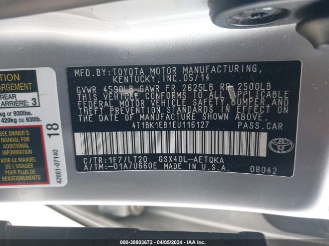 Photo 8 VIN: 4T1BK1EB1EU116127 - TOYOTA AVALON 