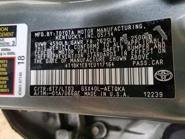 Photo 9 VIN: 4T1BK1EB1EU117164 - TOYOTA AVALON BAS 