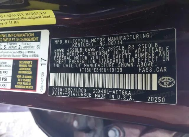 Photo 8 VIN: 4T1BK1EB1EU119139 - TOYOTA AVALON 