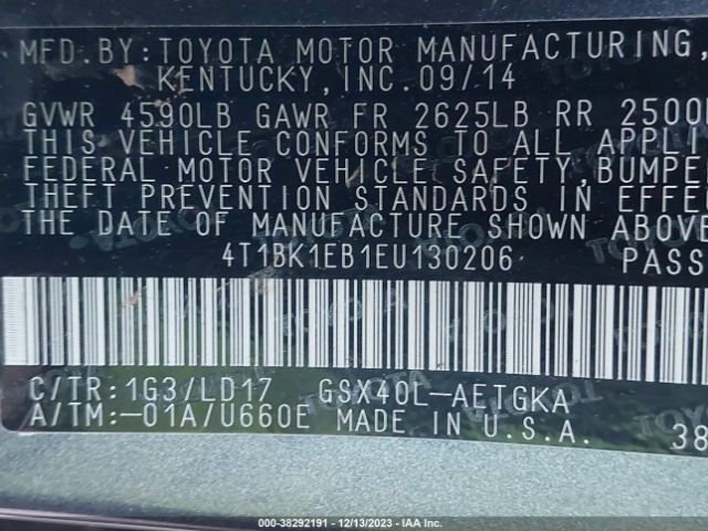 Photo 8 VIN: 4T1BK1EB1EU130206 - TOYOTA AVALON 