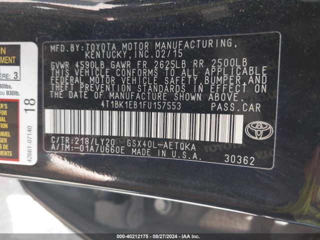 Photo 8 VIN: 4T1BK1EB1FU157553 - TOYOTA AVALON 