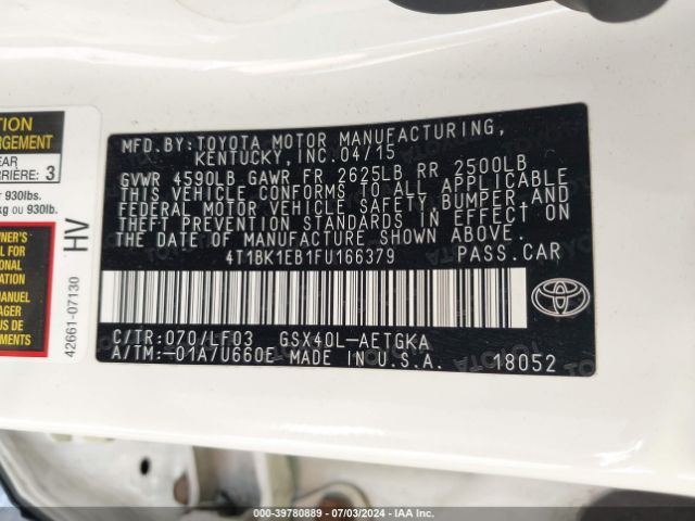 Photo 8 VIN: 4T1BK1EB1FU166379 - TOYOTA AVALON 