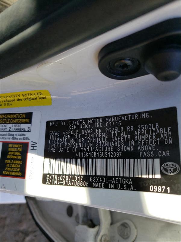 Photo 9 VIN: 4T1BK1EB1GU212097 - TOYOTA AVALON XLE 