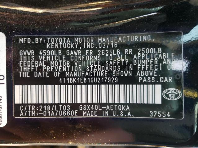 Photo 9 VIN: 4T1BK1EB1GU217929 - TOYOTA AVALON XLE 