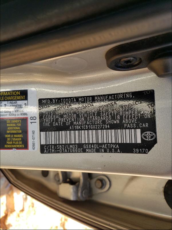 Photo 9 VIN: 4T1BK1EB1GU227294 - TOYOTA AVALON XLE 