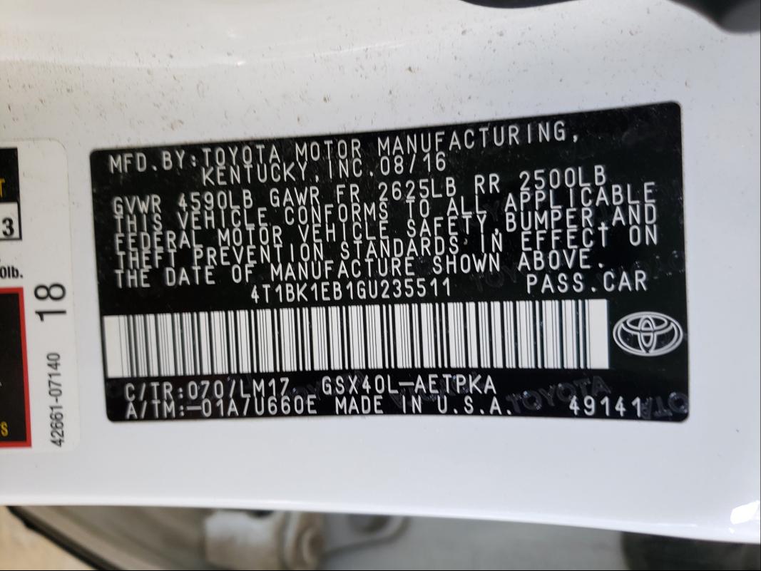 Photo 9 VIN: 4T1BK1EB1GU235511 - TOYOTA AVALON XLE 