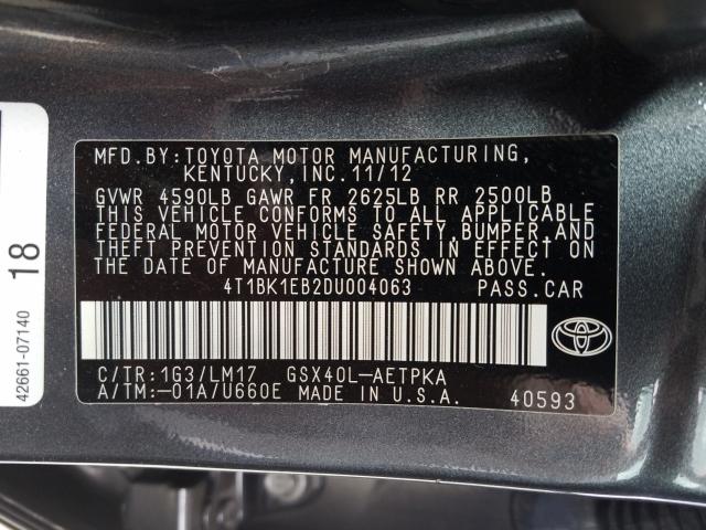 Photo 9 VIN: 4T1BK1EB2DU004063 - TOYOTA AVALON 