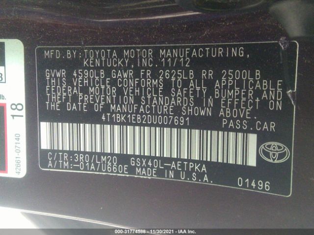 Photo 8 VIN: 4T1BK1EB2DU007691 - TOYOTA AVALON 