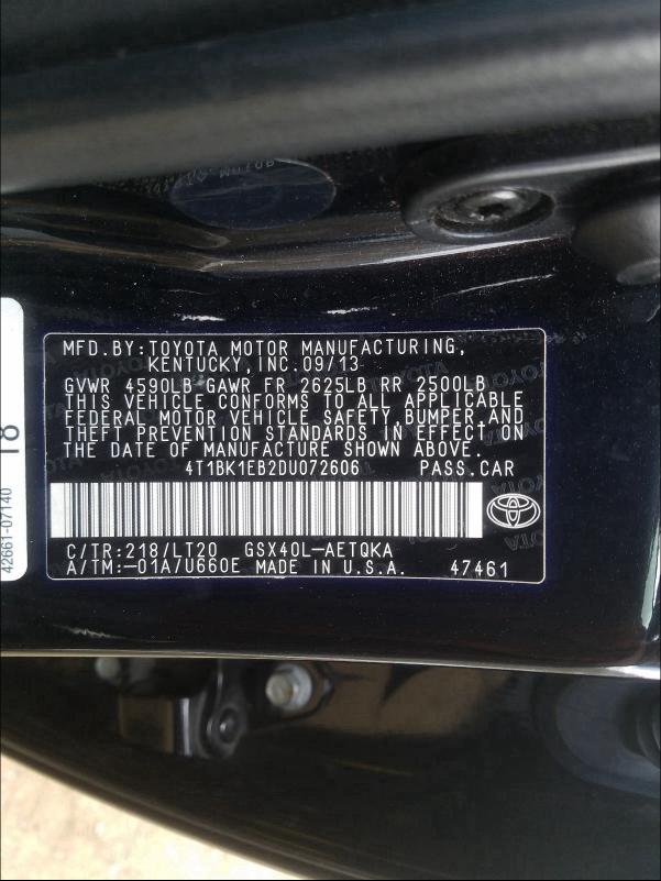 Photo 9 VIN: 4T1BK1EB2DU072606 - TOYOTA AVALON BAS 