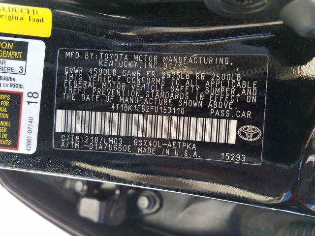 Photo 9 VIN: 4T1BK1EB2FU153110 - TOYOTA AVALON XLE 