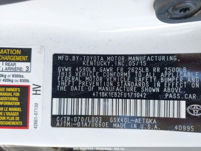 Photo 8 VIN: 4T1BK1EB2FU171042 - TOYOTA AVALON 