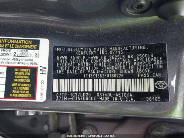 Photo 8 VIN: 4T1BK1EB2FU180226 - TOYOTA AVALON 