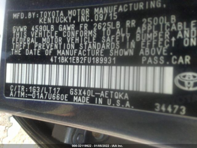 Photo 8 VIN: 4T1BK1EB2FU189931 - TOYOTA AVALON 