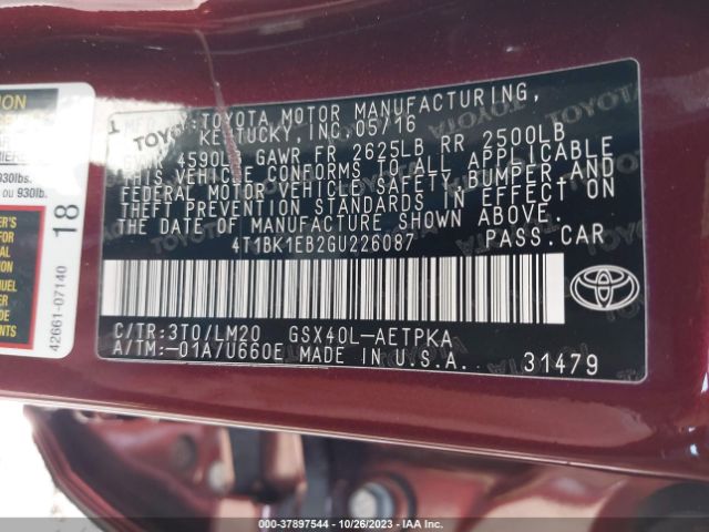 Photo 8 VIN: 4T1BK1EB2GU226087 - TOYOTA AVALON 