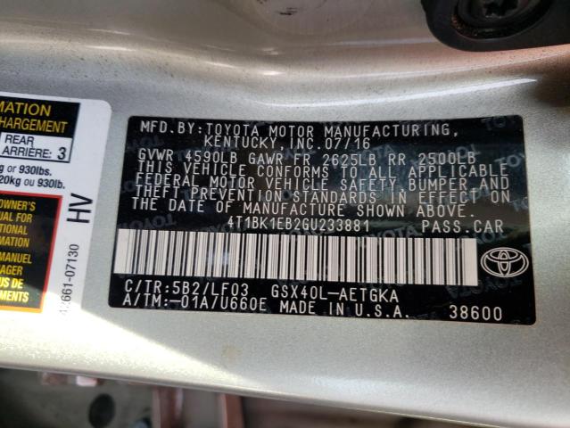 Photo 9 VIN: 4T1BK1EB2GU233881 - TOYOTA AVALON XLE 