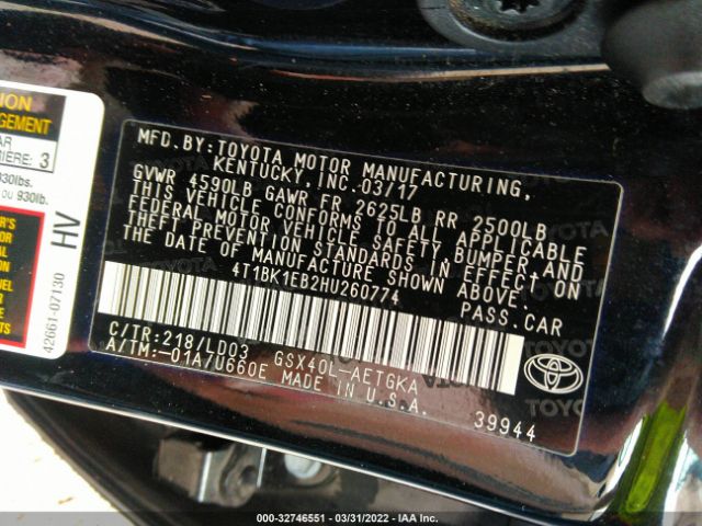 Photo 8 VIN: 4T1BK1EB2HU260774 - TOYOTA AVALON 