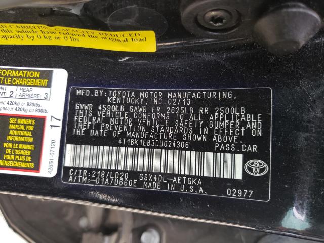 Photo 9 VIN: 4T1BK1EB3DU024306 - TOYOTA AVALON BAS 