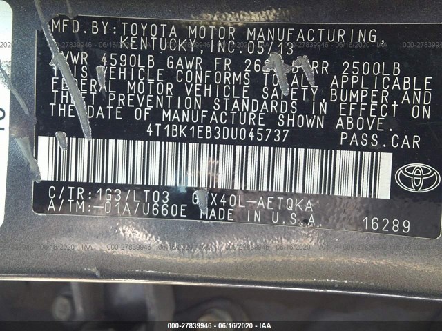 Photo 8 VIN: 4T1BK1EB3DU045737 - TOYOTA AVALON 