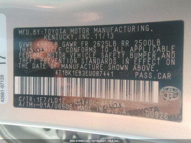 Photo 8 VIN: 4T1BK1EB3EU087441 - TOYOTA AVALON 