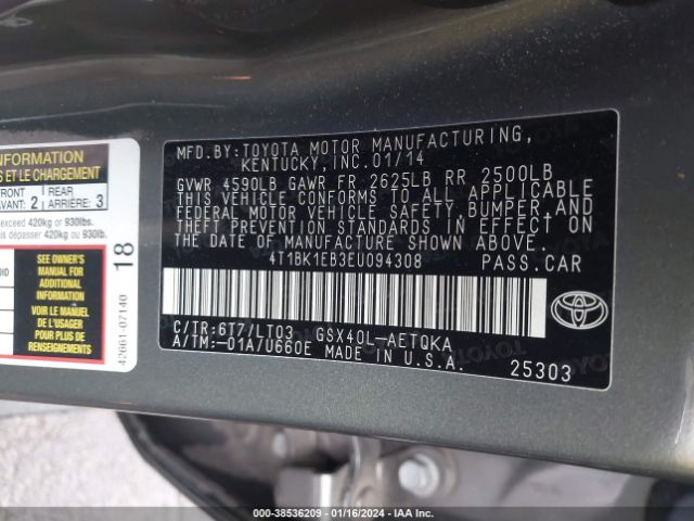 Photo 8 VIN: 4T1BK1EB3EU094308 - TOYOTA AVALON 