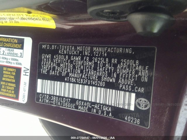 Photo 8 VIN: 4T1BK1EB3FU145260 - TOYOTA AVALON 