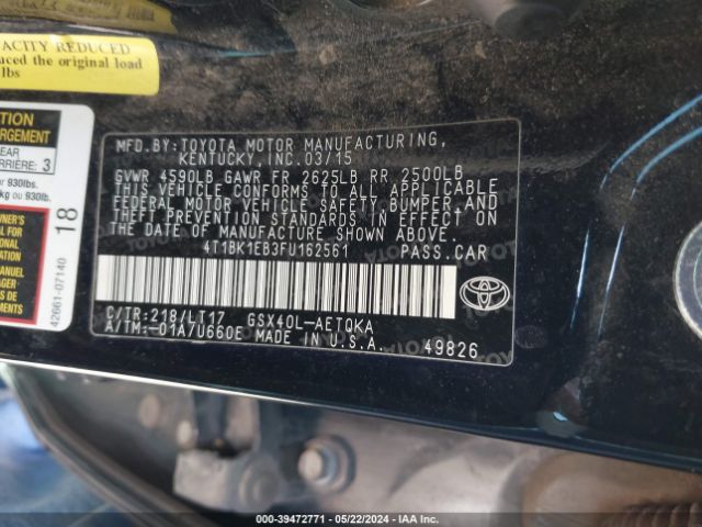 Photo 8 VIN: 4T1BK1EB3FU162561 - TOYOTA AVALON 