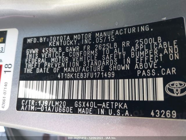 Photo 8 VIN: 4T1BK1EB3FU171499 - TOYOTA AVALON 