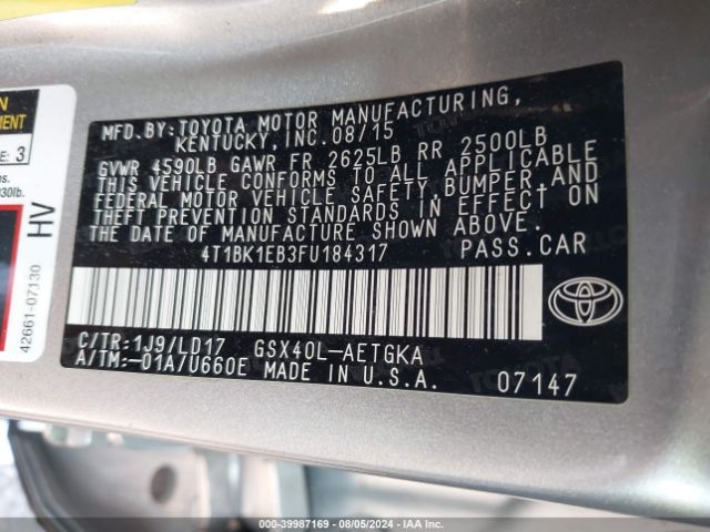 Photo 8 VIN: 4T1BK1EB3FU184317 - TOYOTA AVALON 