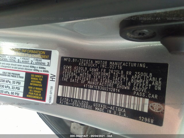 Photo 8 VIN: 4T1BK1EB3GU212814 - TOYOTA AVALON 