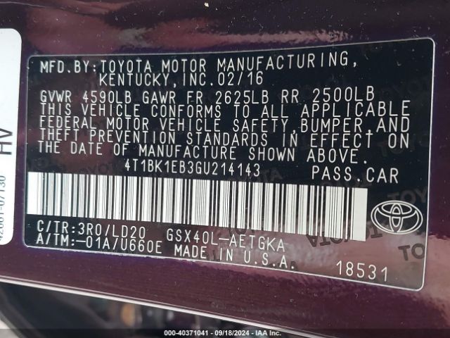 Photo 8 VIN: 4T1BK1EB3GU214143 - TOYOTA AVALON 