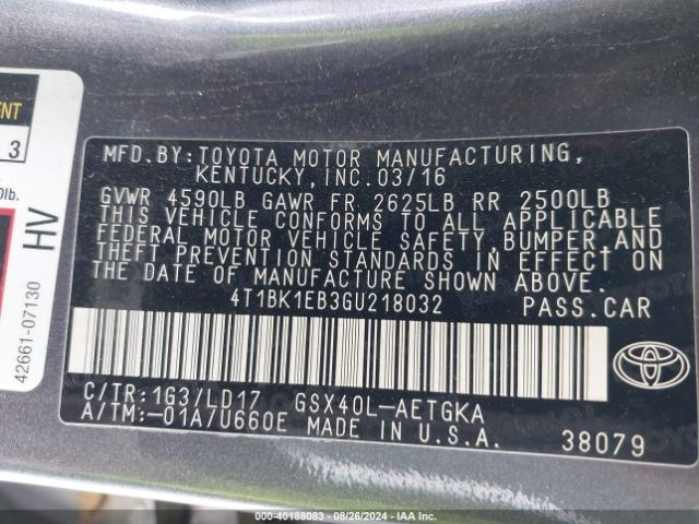 Photo 8 VIN: 4T1BK1EB3GU218032 - TOYOTA AVALON 